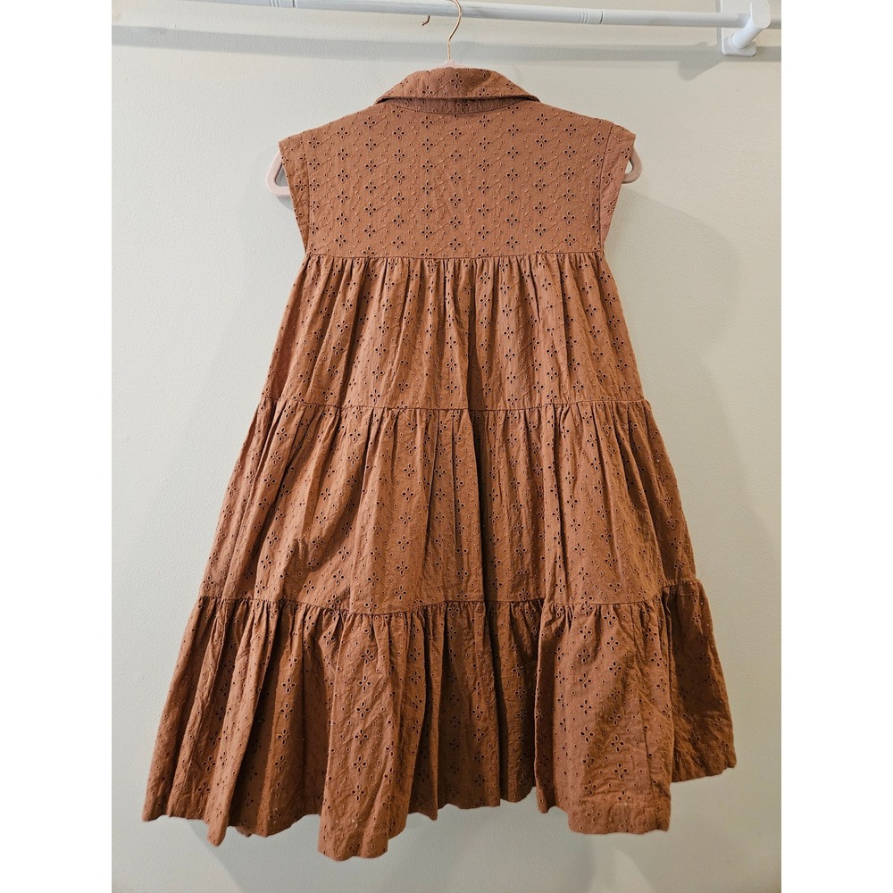 Mon Renn Florence Floral Eyelet Tiered Flare Mini Cotton Button Front Dress US S - Picture 7 of 12